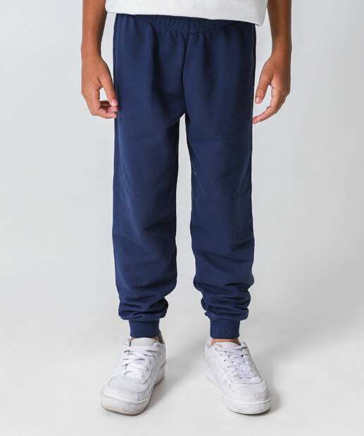 Calça Infantil Jogger Moletinho Marisa Tam 4 a 10 Azul