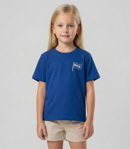 Blusa Feminina Infantil Brasil Rovitex Kids Azul