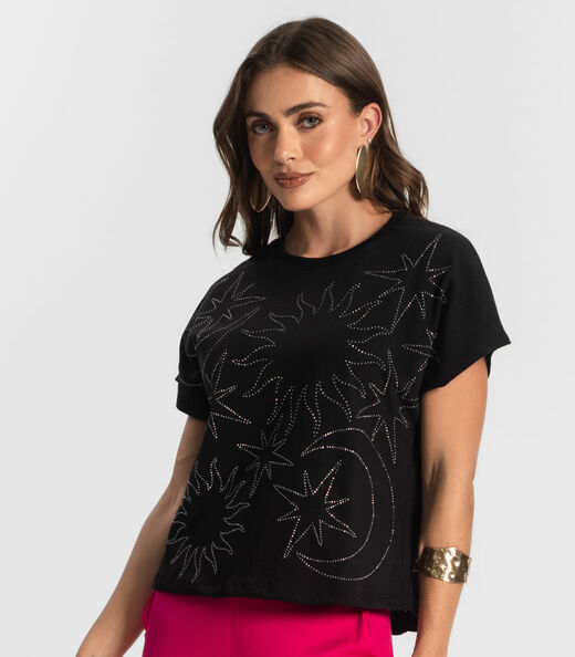 Blusa Feminina Manga Curta Endless Preto