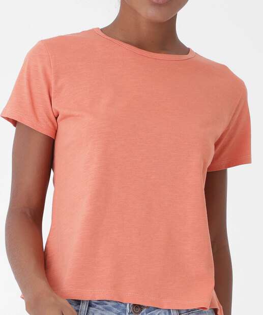 Blusa Feminina Básica Flamê Manga Curta Marisa