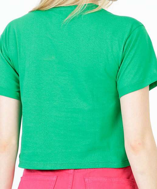 Blusa Feminina Mickey College Manga Curta Disney 