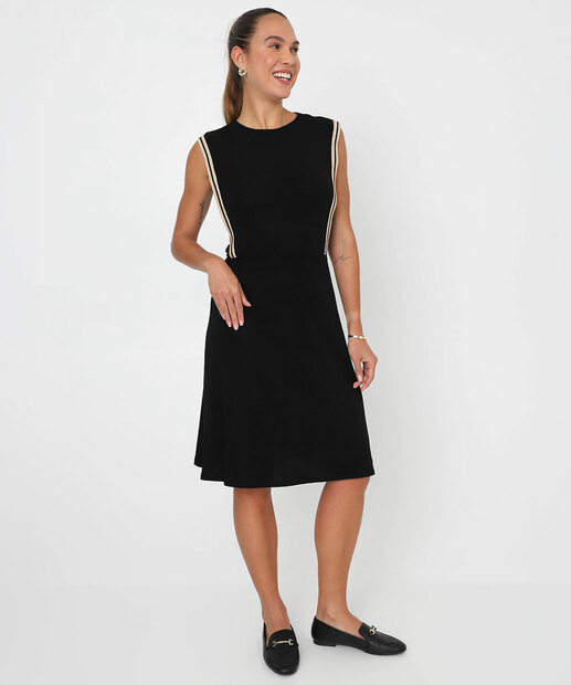 Image_Vestido Feminino Sem Manga Retilínea Marisa Preto