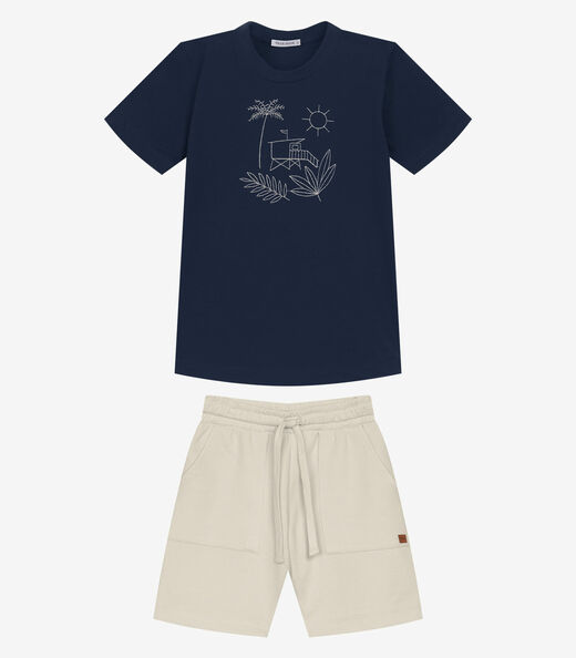Conjunto Infantil Camiseta Com Bermuda Trick Nick Azul