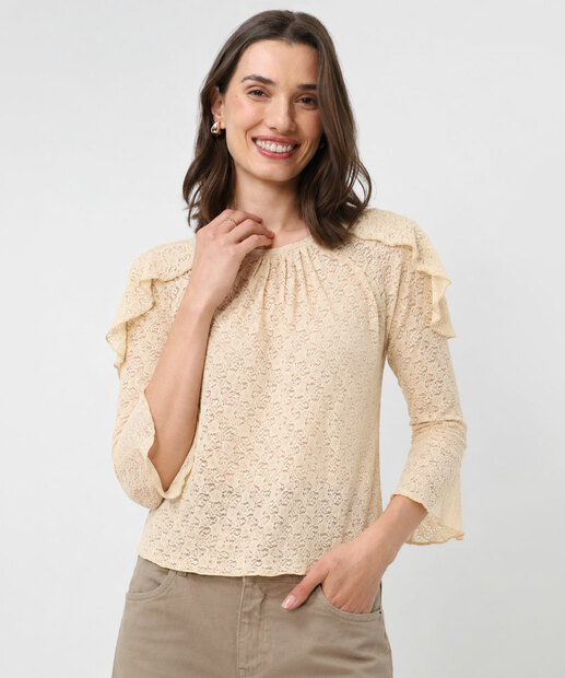 Image_Blusa Feminina Renda Babado Manga Longa Marisa Off White