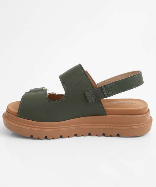 Sandália Flatform Feminina Fivela Modare Verde