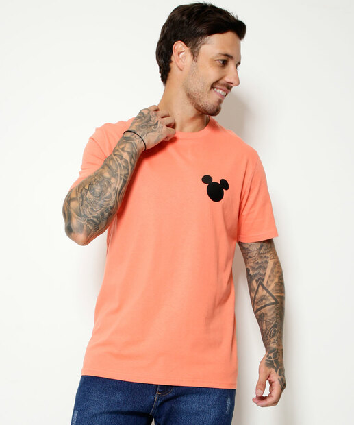 Camiseta Masculina Estampa Mickey Manga Curta Disney