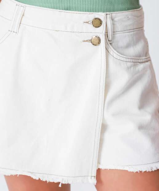 Short Saia Feminino Sarja Off White