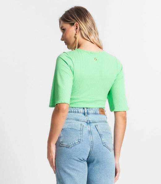 Blusa De Ribana Canelada Feminina Endless Verde
