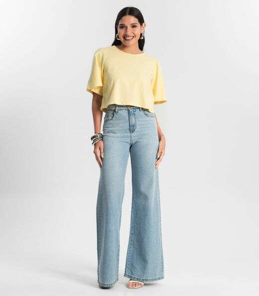 Blusa Feminina Manga Franzida Amarelo
