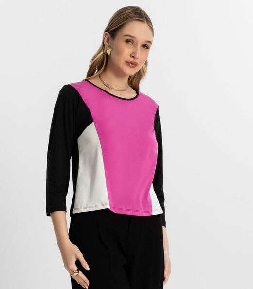 Blusa Manga 7/8 Rovitex Preto