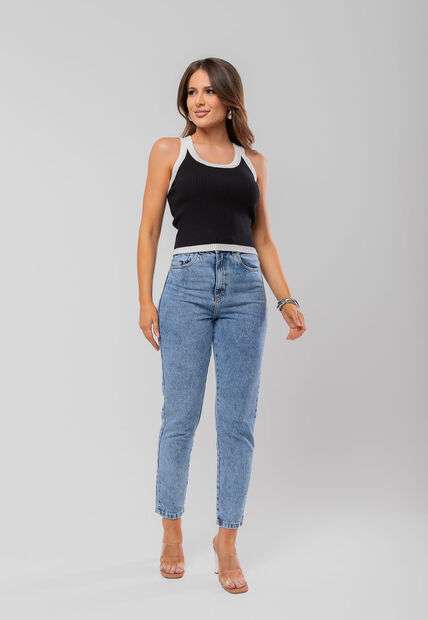 Regata Tricot Viés Colorido Branco Salvatore Fashion