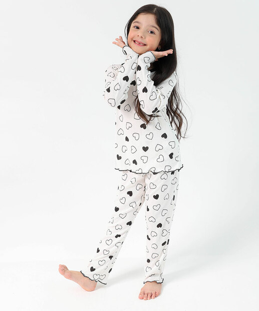 Image_Pijama Infantil Feminino Estampado Branco Marisa Tam 4 a 12