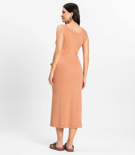 Vestido Midi em Ribana Rovitex Marrom