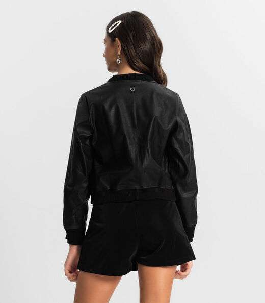 Casaco Juvenil Feminino Material Sintético Minty Preto