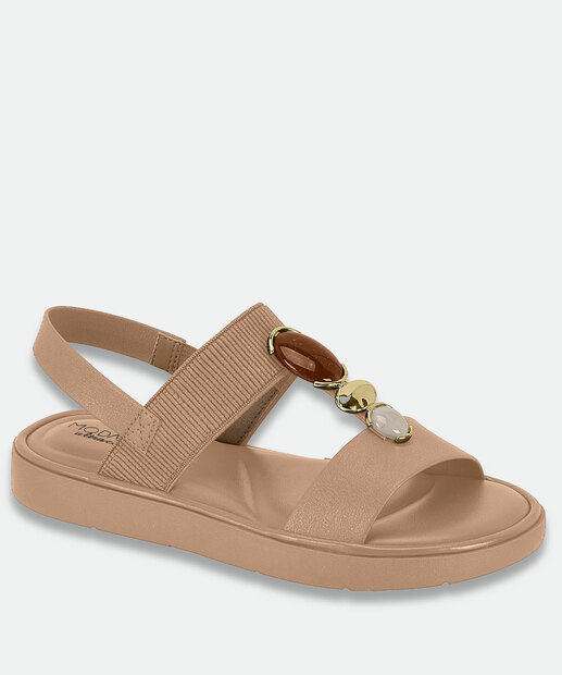 Image_Sandália Feminina Rasteira Pedras Sintéticas Modare Bege