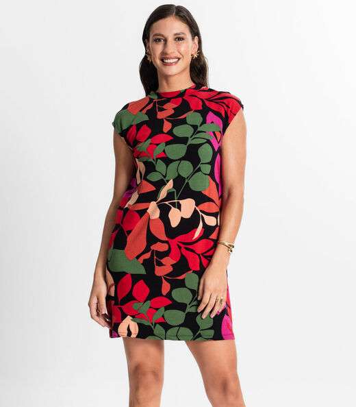 Image_Vestido Curto Estampado Rovitex Preto