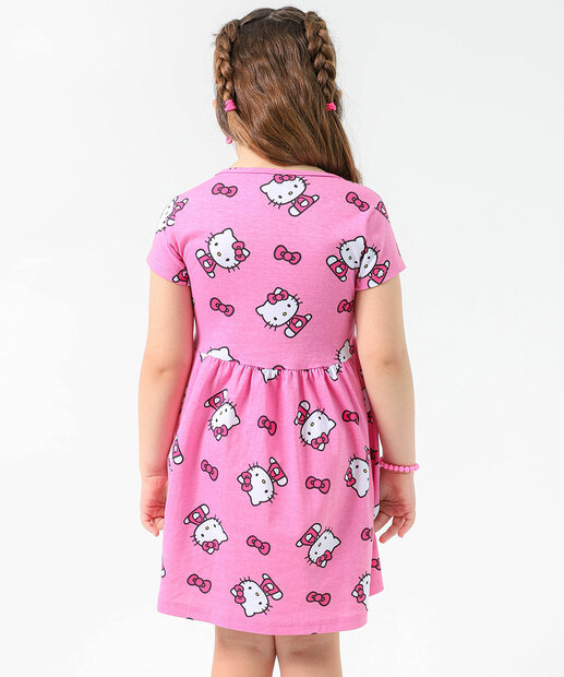 Vestido Infantil Hello Kitty Sanrio Tam 4 a 10 Rosa