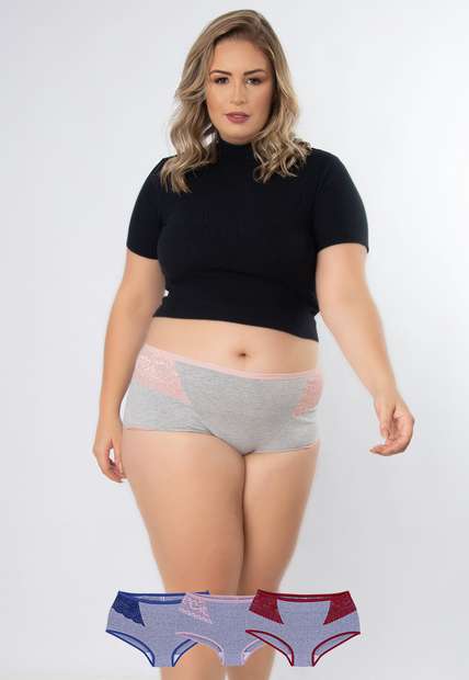 Image_Kit 3 Calcinhas Mimo Plus Size Algodão Concept Lingerie Multicolorido