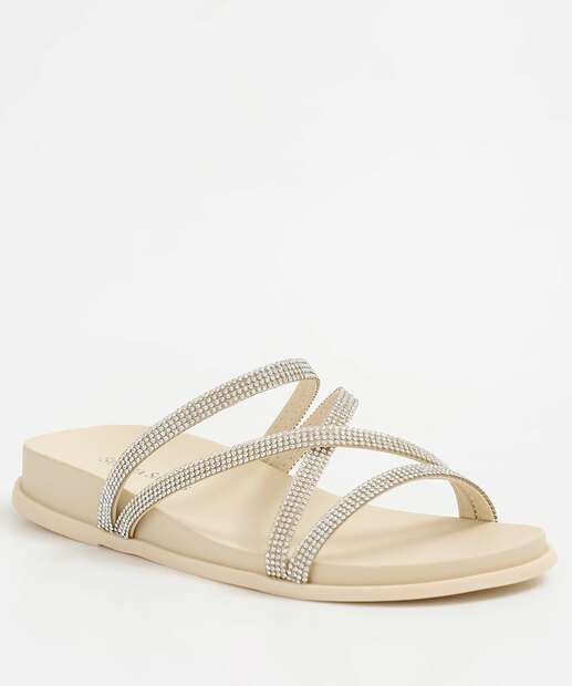Rasteirinha Feminina Tiras Strass 