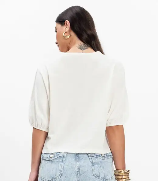 Blusa Manga Camponesa Feminina Rovitex Bege