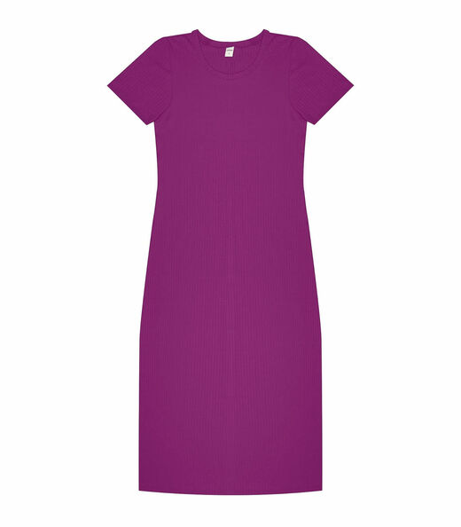 Vestido Midi Ribana Canelada Básico Rovitex Roxo