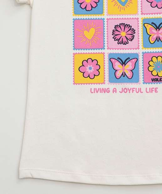 Conjunto Infantil Estampa Flores Marisa Tam 4 a 10 Amarelo