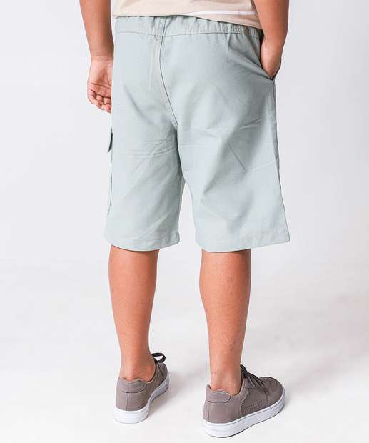 Bermuda Juvenil Sarja Cargo Tam 10 a 16 Verde