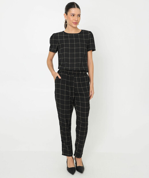 Blusa Feminina Estampa Quadriculada Marisa Preto
