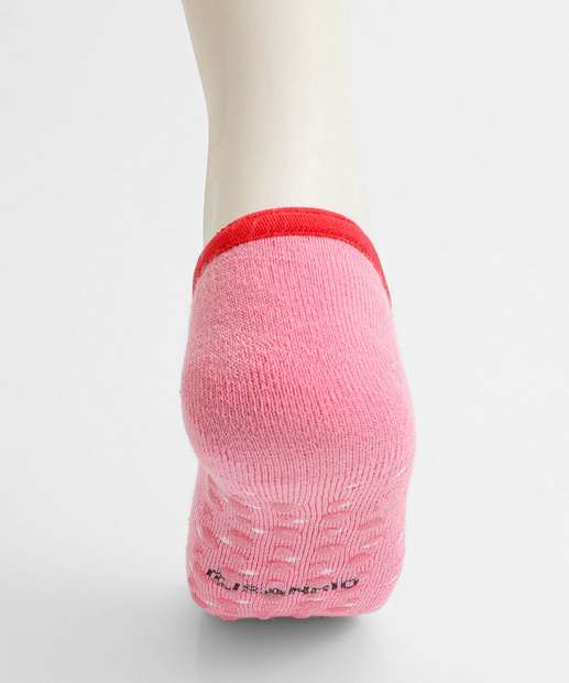 Meia Sapatilha Feminina Antiderrapante Hello Kitty Rosa