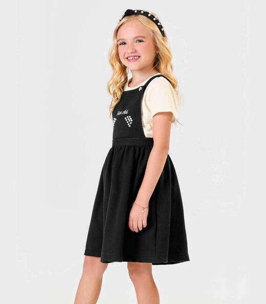 Conjunto Menina Blusa Com Salopete Trick Nick Preto