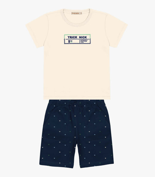 Conjunto Infantil Camiseta Com Bermuda Trick Nick Azul