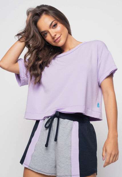 Cropped  Amplo Malha Comfort Lilás