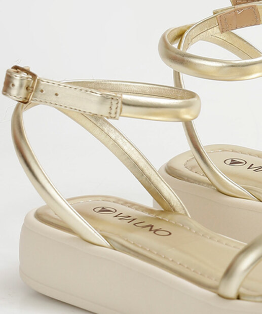 Sandália Flatform Feminina Metalizada Via Uno