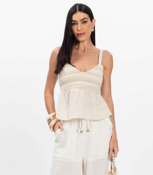 Image_Blusa Feminina De Alça Regulável Decote V Toda Nua Bege