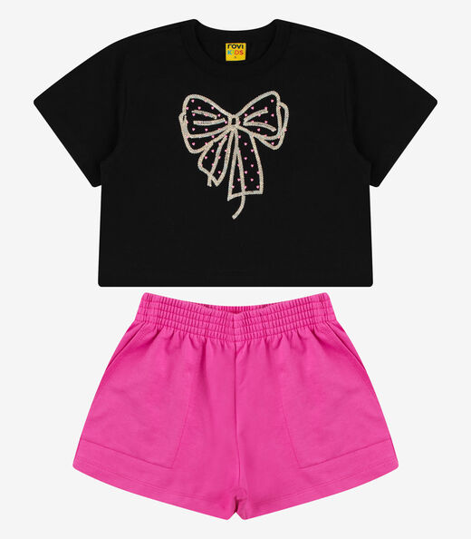 Conjunto Blusa com Shorts Meia Malha Rovi Kids Preto