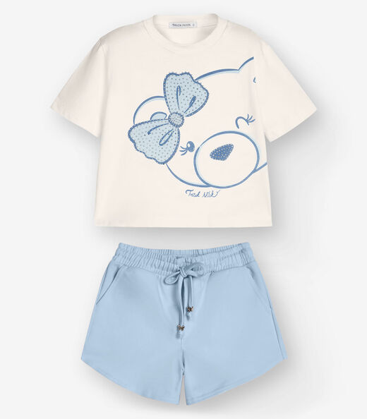 Image_Conjunto Camiseta com Shorts Menina Trick Nick Bege