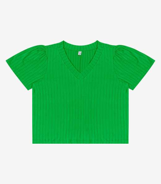 Blusa Canelada Plus Infinita Cor Verde