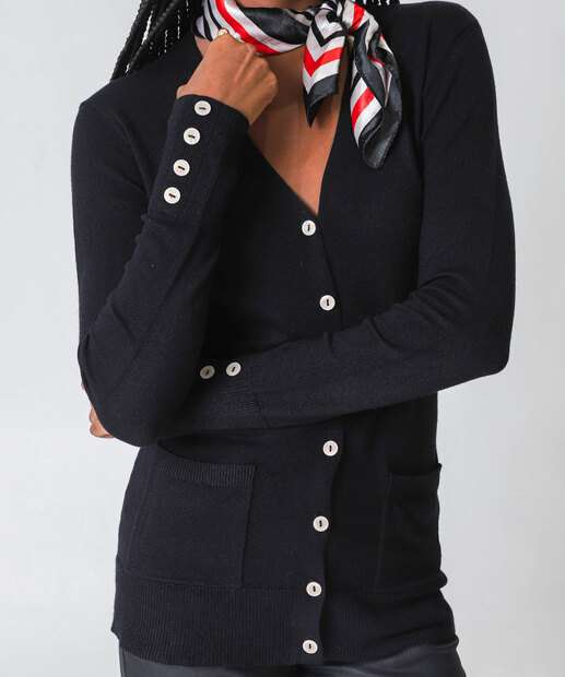 Cardigan Feminino Alongado Bolsos Marisa Preto