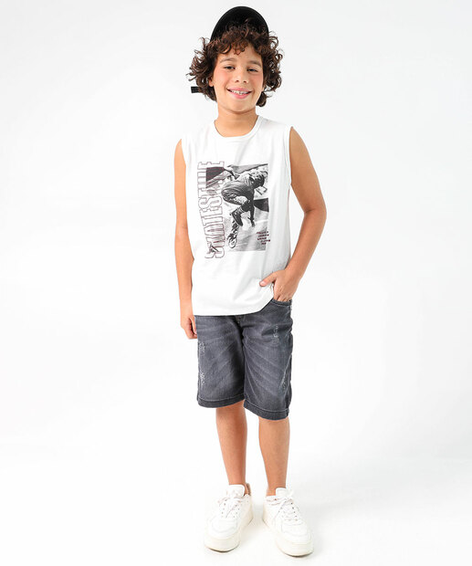 Regata Juvenil Estampa Skate Marisa Tam 10 a 16 Off White