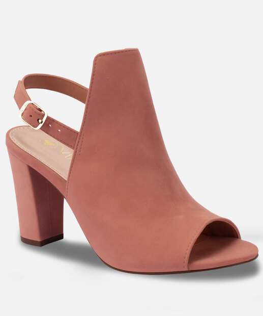 Sandália Feminina Open Boot Salto Grosso Nobuck Via Uno