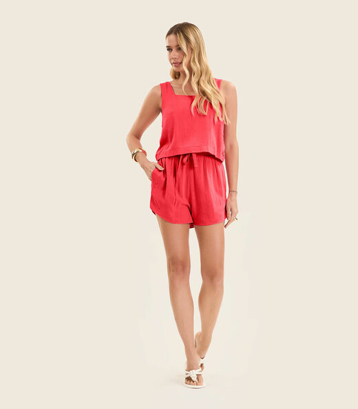 Shorts Feminino Em Linho Endless Laranja