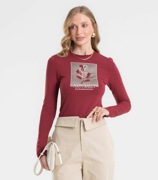 Image_Blusa Feminina Manga Longa Estampada Rovitex Vermelho