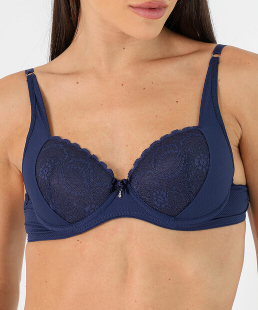 Sutiã Com Base E Bojo Renda Marisa Azul