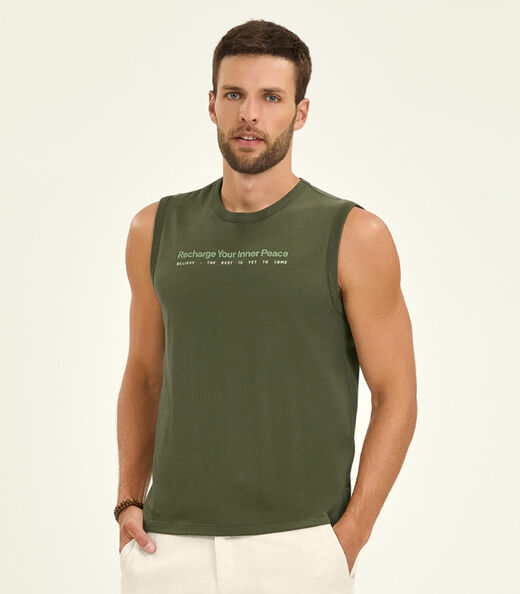 Regata Masculino em Meia Malha Diametro Verde