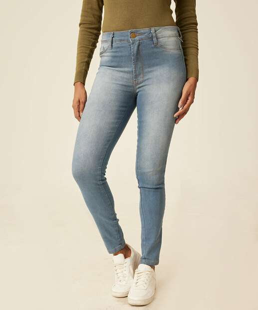 Calça Jeans Cigarrete Feminina Bolsos