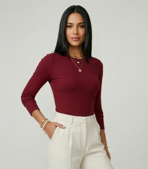 Image_Blusa Feminina Manga Longa Visco Tricot Rovitex Vermelho