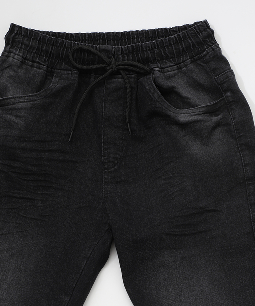 Calça Juvenil Jeans Jogger Lavado MR Tam 10 a 16 Preto