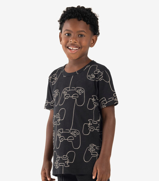 Camiseta Infantil Meia Malha Rovi Kids Preto