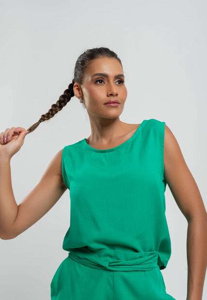 Image_Regata Alça Larga Viscolinho Verde Salvatore Fashion