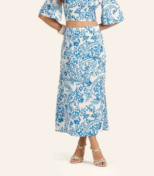 Saia Midi Viscose Khyara Feminina Endless Bege